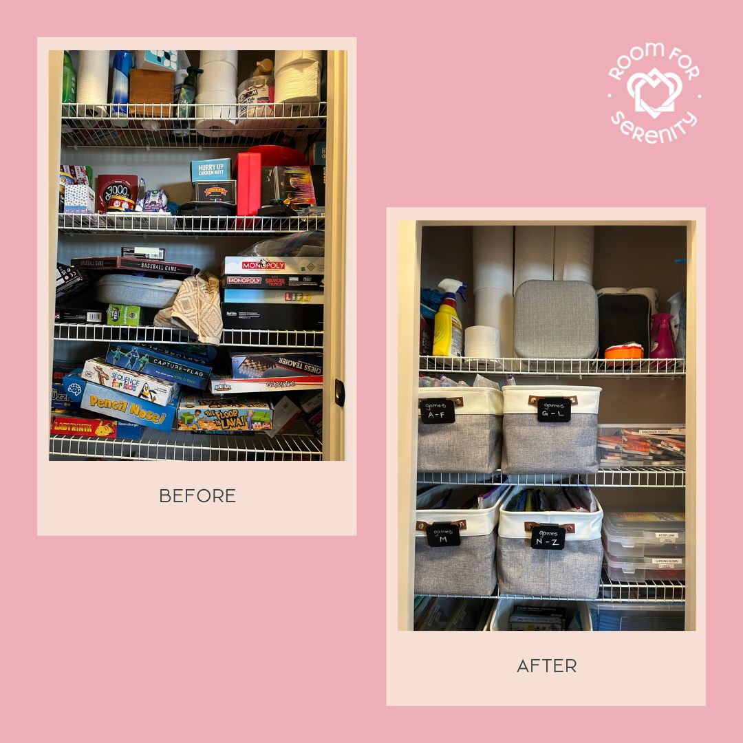 Game closet organization